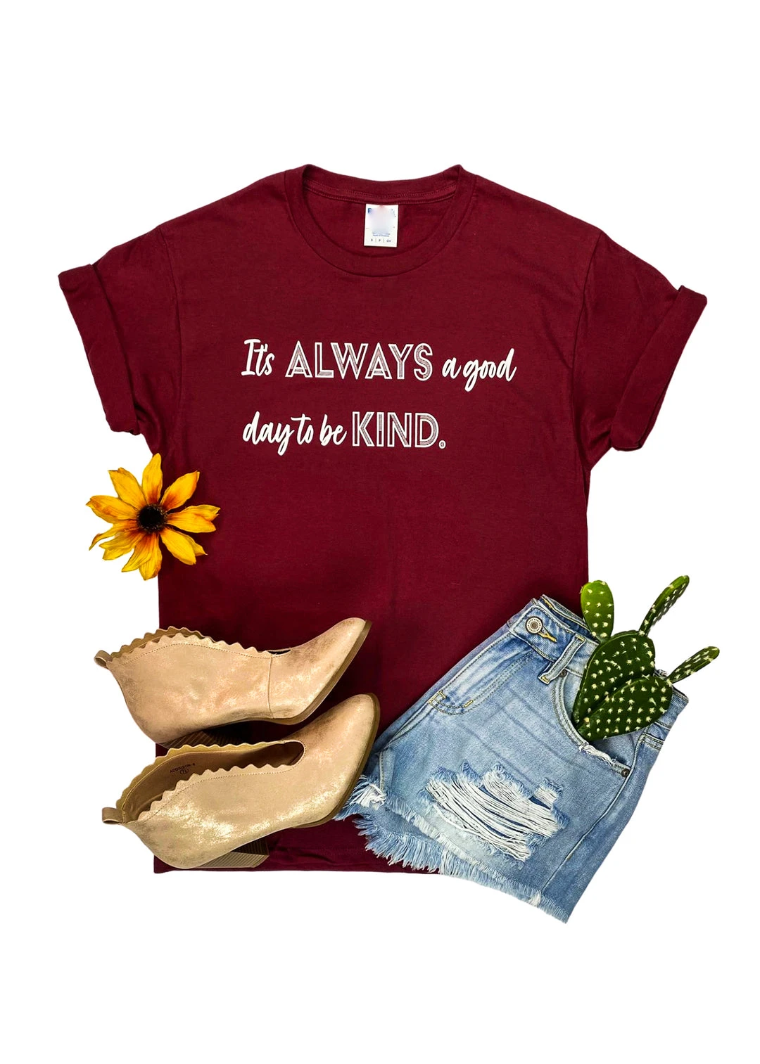 The Cinchy Cowgirl CLOSEOUT - Maroon 'It's Always A Good Day' Short Sleeve Graphic Tee | CLEARANCE GRAPHICS 3 The Cinchy Cowgirl CLOSEOUT- Maroon It's Always A Good Day Short Sleeve Graphic Tee