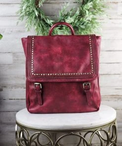 Jen & Co Wine Valerie Flapover Backpack>> MEGA SALE <<