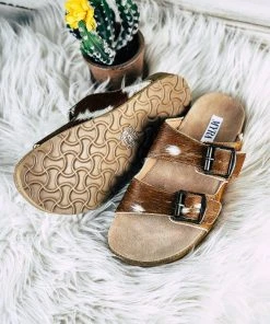 Myra Winslow Brown & White Cowhide Sandals - Size 6