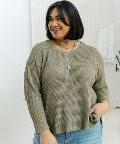 Ave Shops Clothing Wishful Thinking Henley In Olive