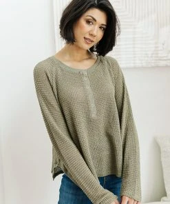 Ave Shops Clothing Wishful Thinking Henley In Olive