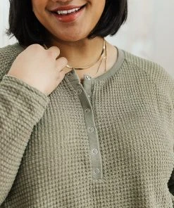 Ave Shops Clothing Wishful Thinking Henley In Olive