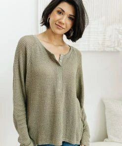 Ave Shops Clothing Wishful Thinking Henley In Olive
