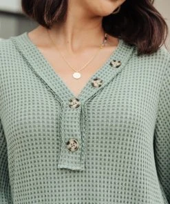 Ave Shops Sage Waffled Long Sleeve Top - Women's Tops & Blouses 29 Ave Shops Wonderfully Waffled Top In Sage Clothing