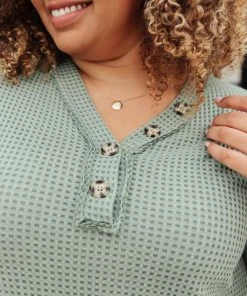 Ave Shops Sage Waffled Long Sleeve Top - Women's Tops & Blouses 22 Ave Shops Wonderfully Waffled Top In Sage Clothing