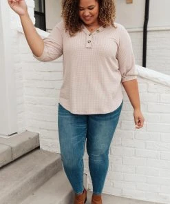 Ave Shops Clothing Wonderfully Waffled Top In Taupe