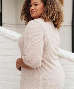 Ave Shops Clothing Wonderfully Waffled Top In Taupe