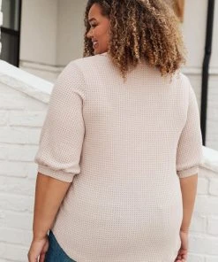Ave Shops Clothing Wonderfully Waffled Top In Taupe
