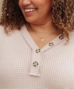 Ave Shops Clothing Wonderfully Waffled Top In Taupe