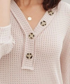 Ave Shops Clothing Wonderfully Waffled Top In Taupe