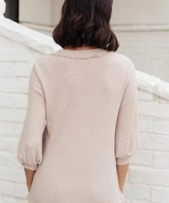 Ave Shops Clothing Wonderfully Waffled Top In Taupe