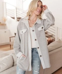 Ave Shops Wrapped In Love Shacket In Heather Gray Clothing