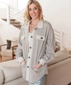 Ave Shops Wrapped In Love Shacket In Heather Gray Clothing