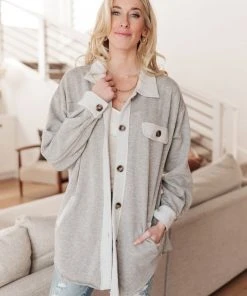 Ave Shops Wrapped In Love Shacket In Heather Gray Clothing