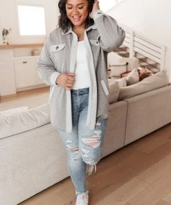 Ave Shops Wrapped In Love Shacket In Heather Gray Clothing