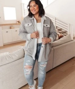 Ave Shops Wrapped In Love Shacket In Heather Gray Clothing