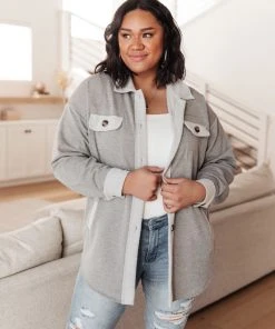 Ave Shops Wrapped In Love Shacket In Heather Gray Clothing