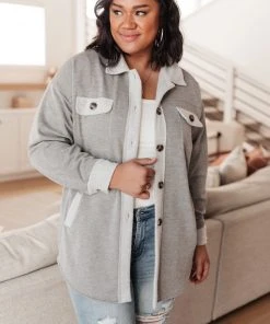 Ave Shops Wrapped In Love Shacket In Heather Gray Clothing