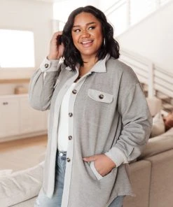 Ave Shops Wrapped In Love Shacket In Heather Gray Clothing