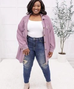 Ave Shops Long Sleeve Tops Wrapped In Love Shacket In Lavender