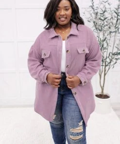 Ave Shops Long Sleeve Tops Wrapped In Love Shacket In Lavender