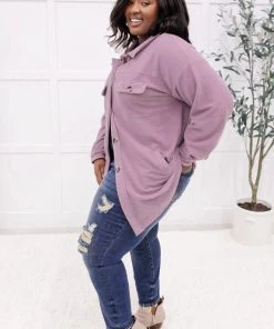 Ave Shops Long Sleeve Tops Wrapped In Love Shacket In Lavender