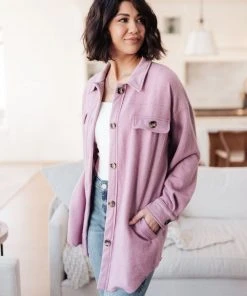 Ave Shops Long Sleeve Tops Wrapped In Love Shacket In Lavender