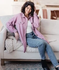 Ave Shops Long Sleeve Tops Wrapped In Love Shacket In Lavender