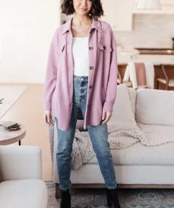 Ave Shops Long Sleeve Tops Wrapped In Love Shacket In Lavender