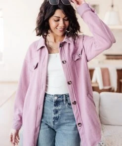 Ave Shops Long Sleeve Tops Wrapped In Love Shacket In Lavender