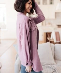 Ave Shops Long Sleeve Tops Wrapped In Love Shacket In Lavender