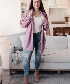 Ave Shops Long Sleeve Tops Wrapped In Love Shacket In Lavender