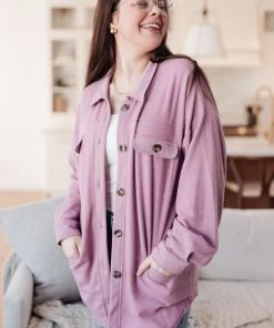Ave Shops Long Sleeve Tops Wrapped In Love Shacket In Lavender