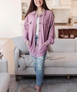 Ave Shops Long Sleeve Tops Wrapped In Love Shacket In Lavender