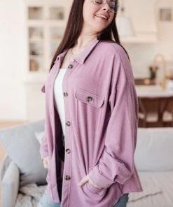 Ave Shops Long Sleeve Tops Wrapped In Love Shacket In Lavender