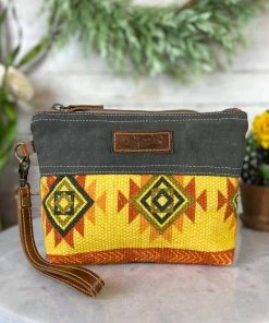 Sixtease Yellow Aztec Wristlet/Pouch >> MEGA SALE <<