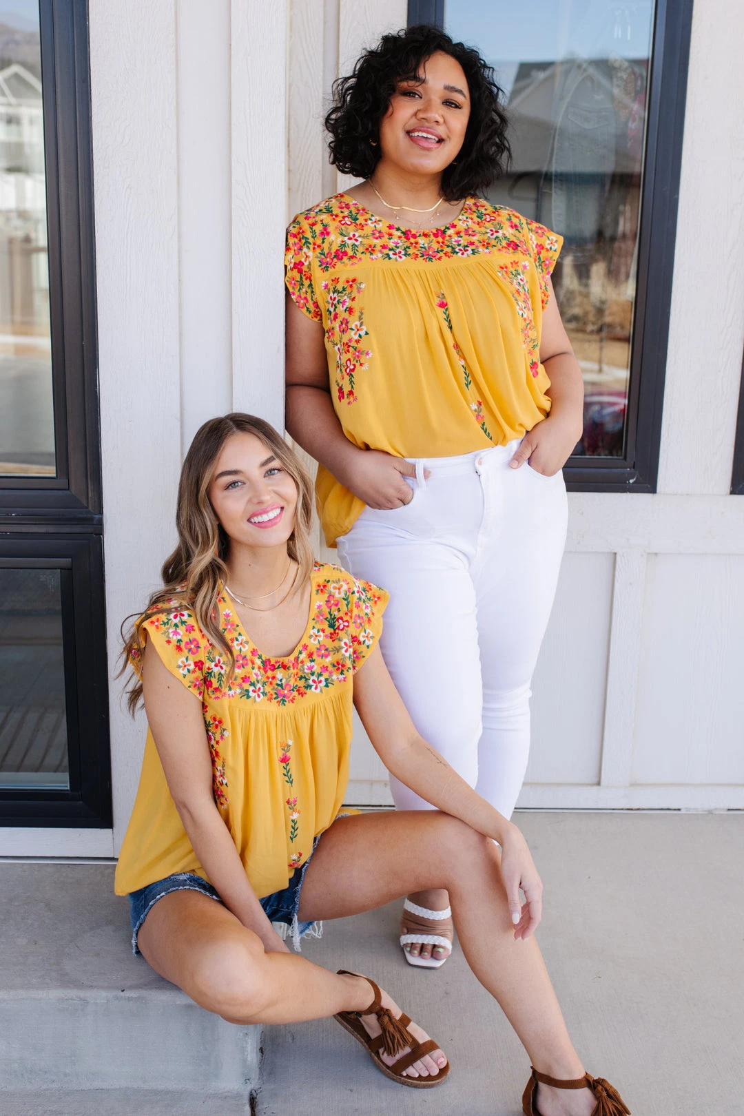 Ave Shops Yellow Blossoms Short Sleeve Shirt | Women’s Tops & Blouses 7 Ave Shops Yellow Blossoms Shirt Clothing