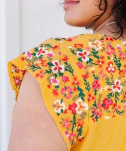 Ave Shops Yellow Blossoms Short Sleeve Shirt | Women’s Tops & Blouses 18 Ave Shops Yellow Blossoms Shirt Clothing