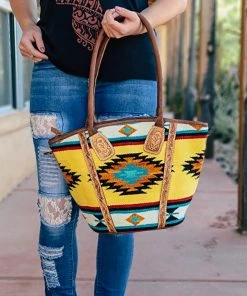 American Darling Handbags & Wallets Yellow Colorful Aztec Tote Handbag