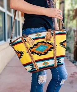 American Darling Handbags & Wallets Yellow Colorful Aztec Tote Handbag