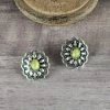 Blue Tortoise Jewelry Yellow Concho Post Earrings