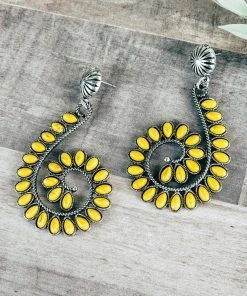 Blue Tortoise >> MEGA SALE << Yellow Swirl Earrings