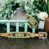 Shiloh Yellow & Teal Aztec Beaded Stitched Dog Collar