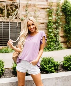 Ave Shops All A Flutter Lavender Top