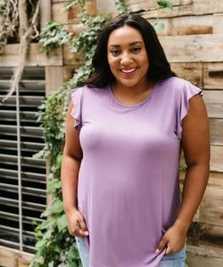 Ave Shops All A Flutter Lavender Top