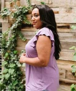 Ave Shops All A Flutter Lavender Top