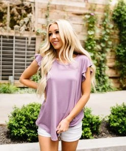Ave Shops All A Flutter Lavender Top