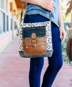 Myra Handbags & Wallets Antique Floral Cowhide Crossbody