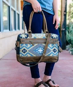 Myra Aqua Aztec Messenger Handbag