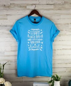 The Cinchy Cowgirl CLOSEOUT- Aquatic Blue Grateful Heart Short Sleeve Tee CLEARANCE GRAPHICS